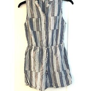 Kelly Renee Linen Blend Striped Sleeveless Romper Sz XL Nautical Coastal Beachy
